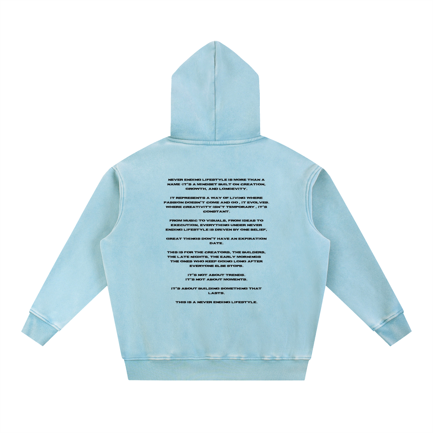 Never Ending Lifestyle Snow Wash Fleece Oversized Hoodie