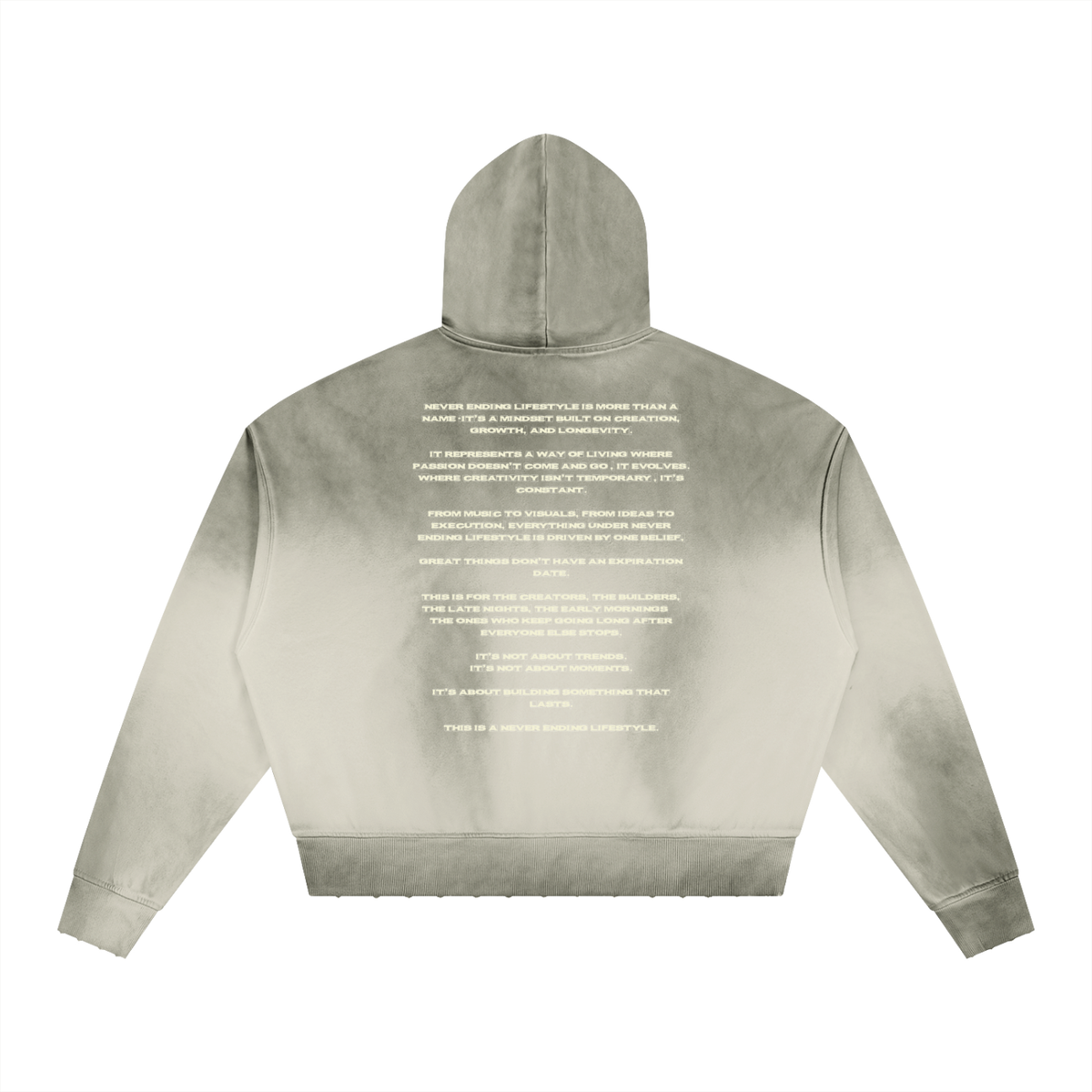 Never Ending Lifestyle Unisex Sunfade Distressed Boxy Hoodie