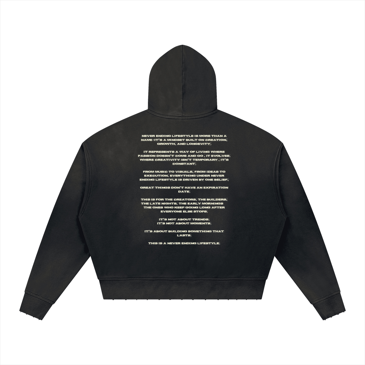 Never Ending Lifestyle Unisex Sunfade Distressed Boxy Hoodie