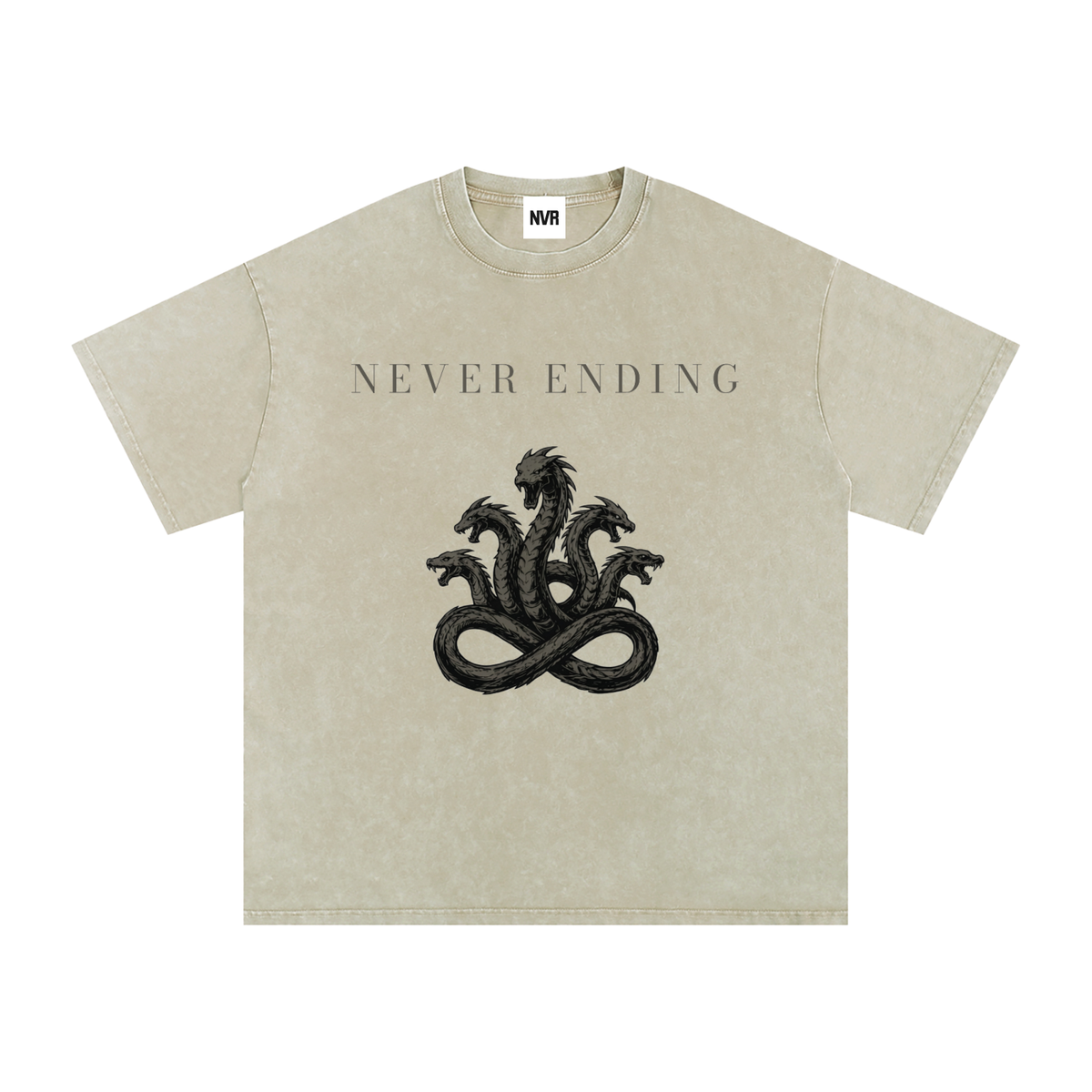 Never Ending Hydra Snow Washed Oversized Cotton T-Shirt