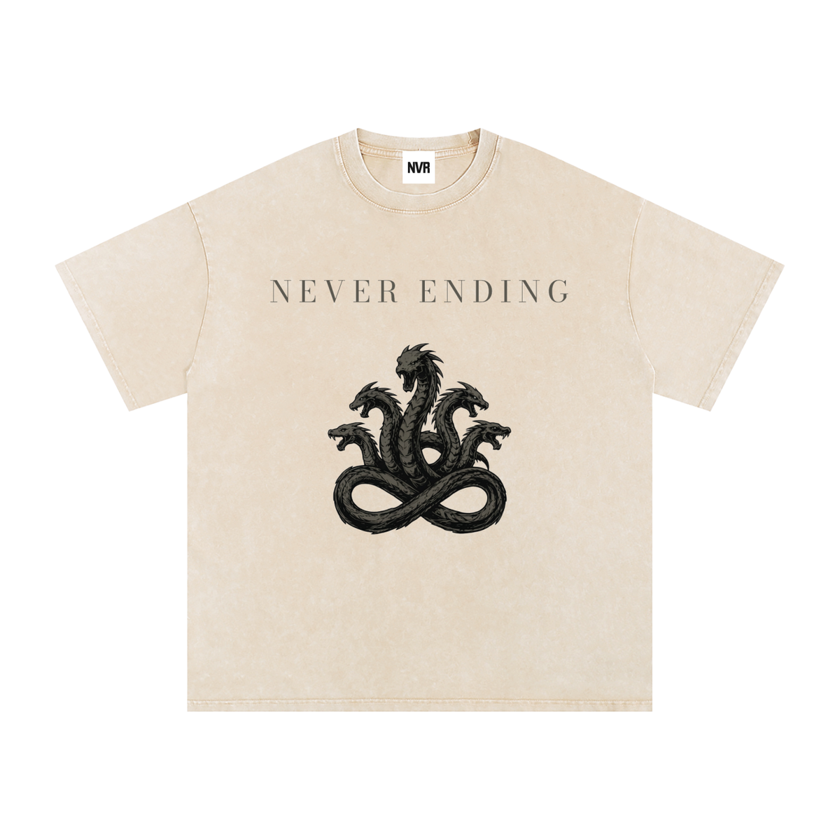 Never Ending Hydra Snow Washed Oversized Cotton T-Shirt