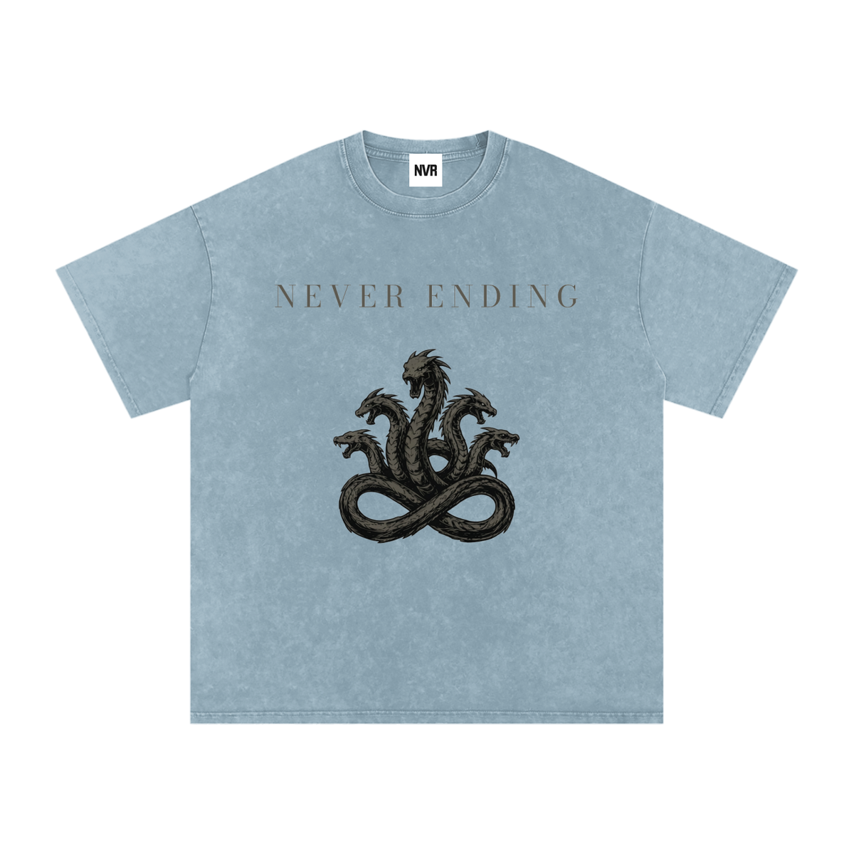 Never Ending Hydra Snow Washed Oversized Cotton T-Shirt