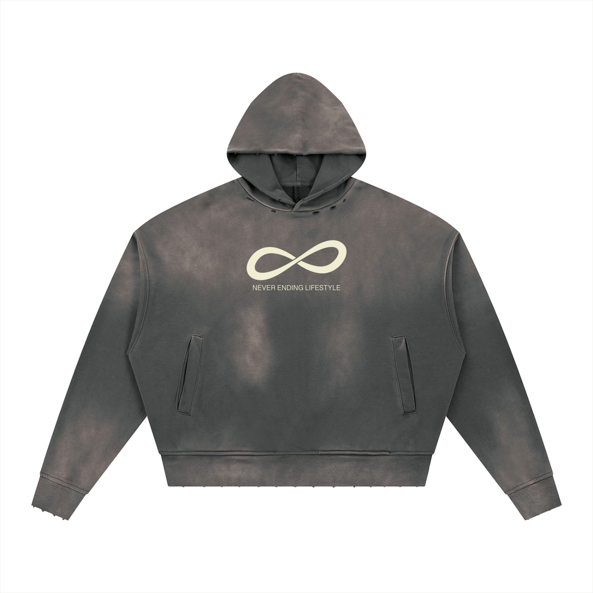Never Ending Lifestyle Unisex Sunfade Distressed Boxy Hoodie