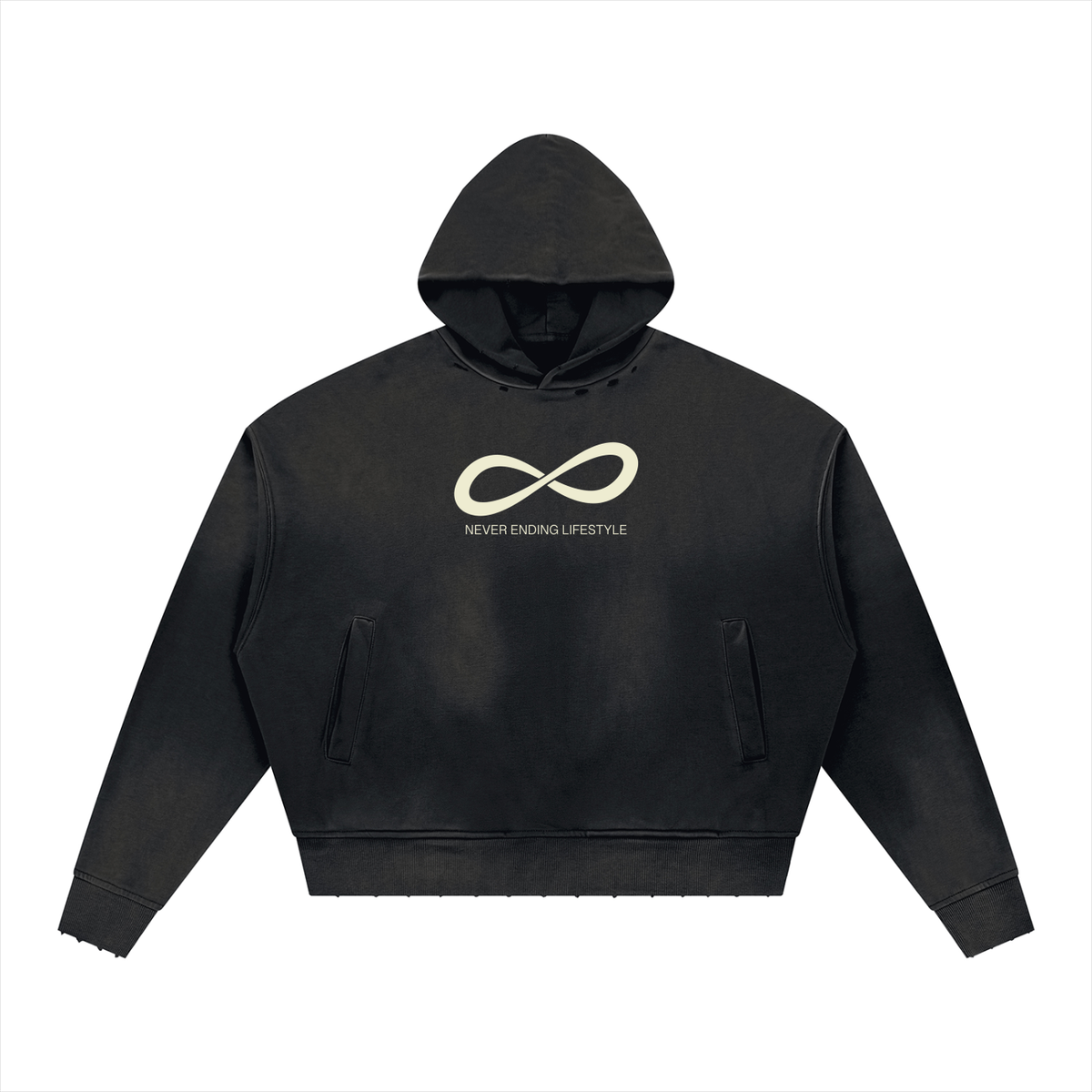 Never Ending Lifestyle Unisex Sunfade Distressed Boxy Hoodie