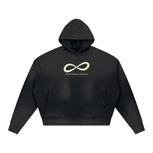 Never Ending Lifestyle Unisex Sunfade Distressed Boxy Hoodie