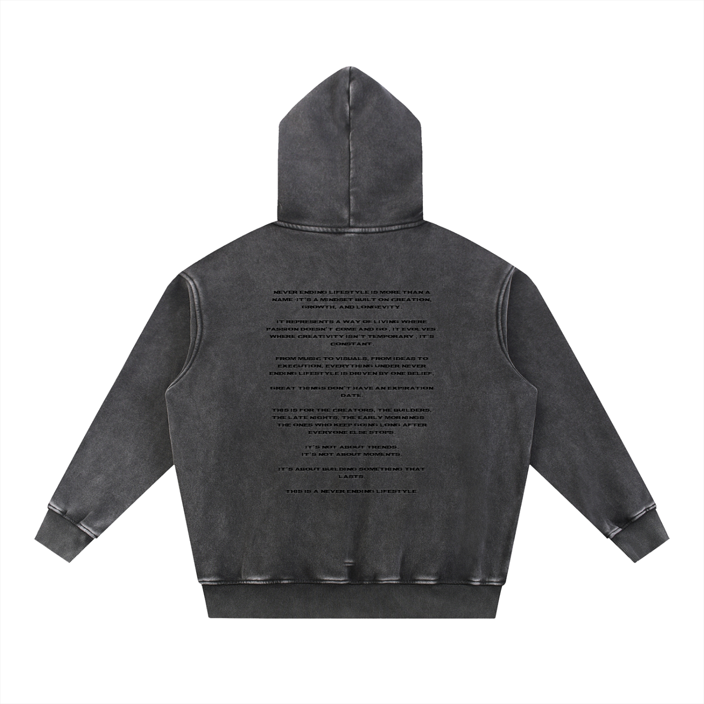 Never Ending Lifestyle Snow Wash Fleece Oversized Hoodie