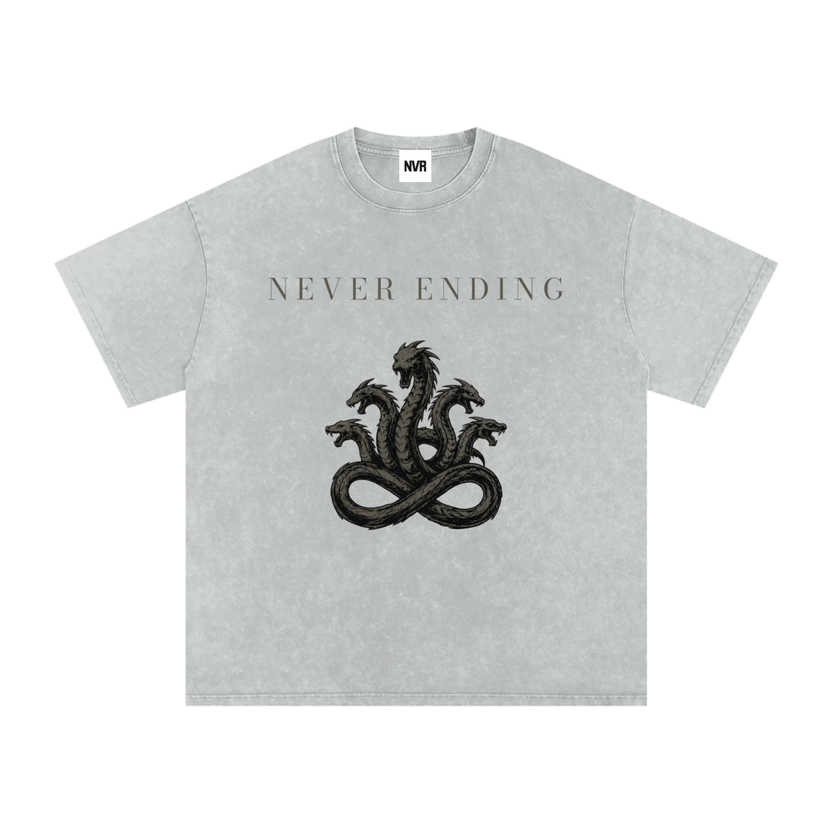 Never Ending Hydra Snow Washed Oversized Cotton T-Shirt