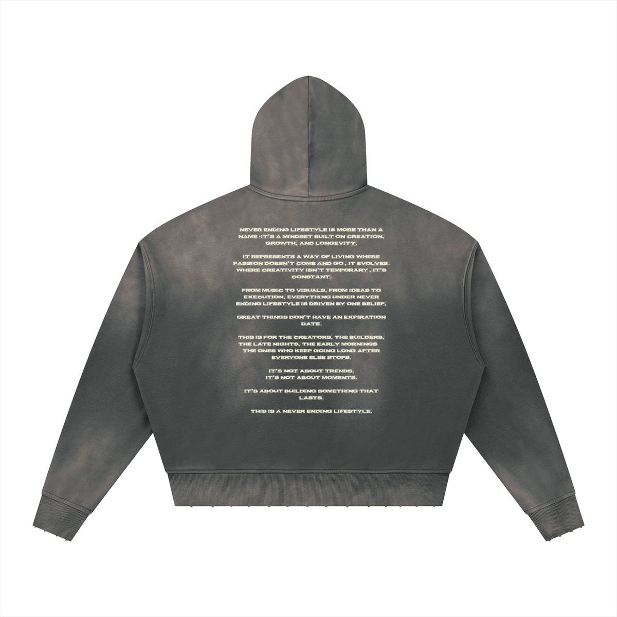 Never Ending Lifestyle Unisex Sunfade Distressed Boxy Hoodie